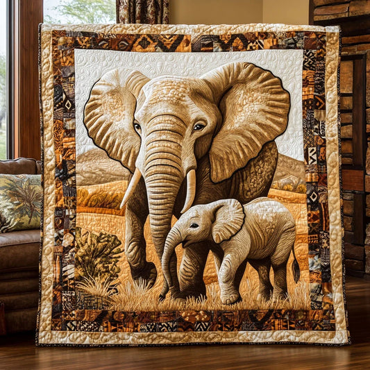 Elephant Mother's Blessing Quilt Blanket