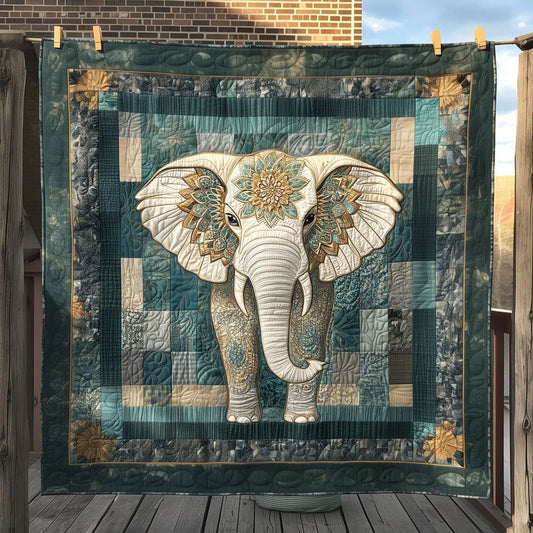 Elephant Patches Of Wisdom Quilt Blanket