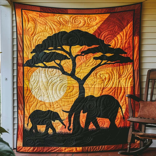 Elephant Path Quilt Blanket - Quilted Blanket by OtterMia