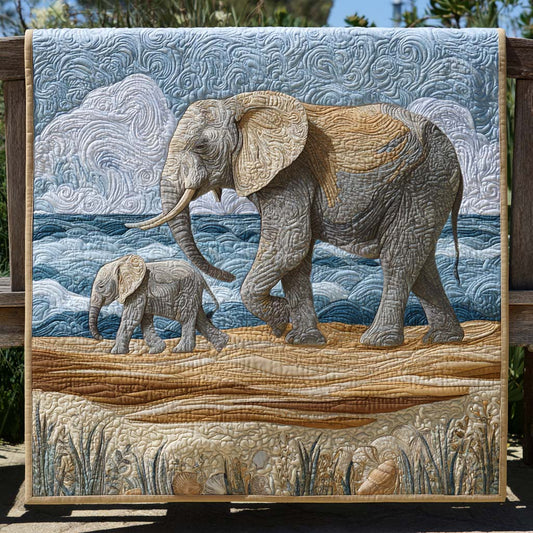 Elephant Plains Quilt Blanket - Quilted Blanket by OtterMia