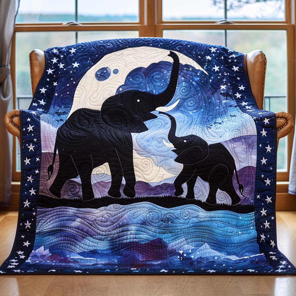 Elephant Treasures Quilt Blanket - Quilted Blanket by OtterMia