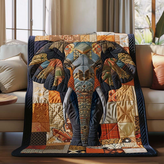 Elephant Vista Quilt Blanket - Quilted Blanket by OtterMia