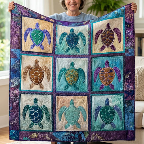 Emerald Carapace Quilt Blanket - Quilted Blanket by OtterMia