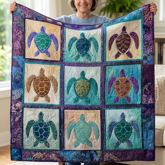 Emerald Carapace Quilt Blanket - Quilted Blanket by OtterMia