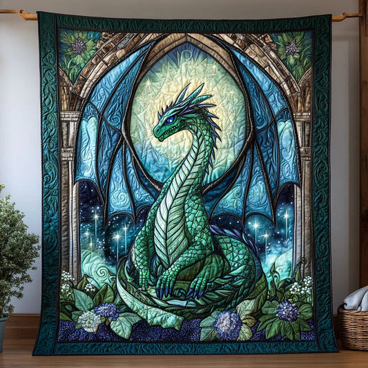 Emerald Dragon Quilt Blanket