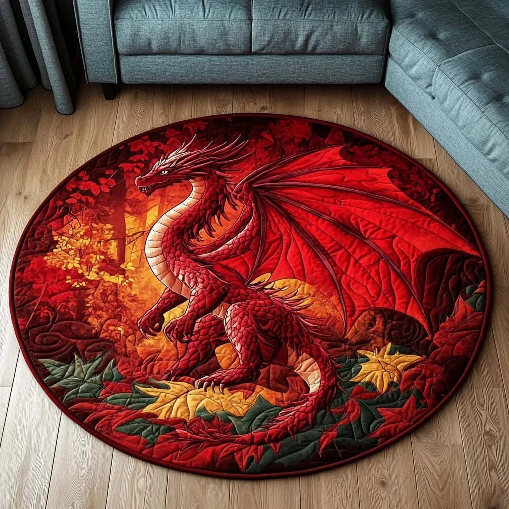 Emerald Flame Quilted Round Mat