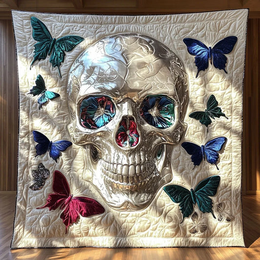 Emerald Skull Quilt Blanket