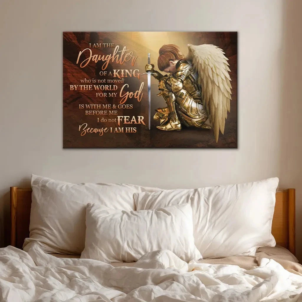female warrior i am the daughter of a king christian wall art canvas (Landscape) (view 2)