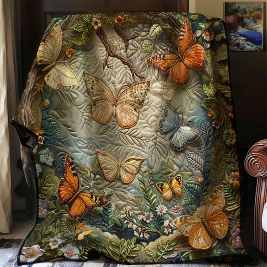 Enchanted Butterfly Forest Quilt Blanket