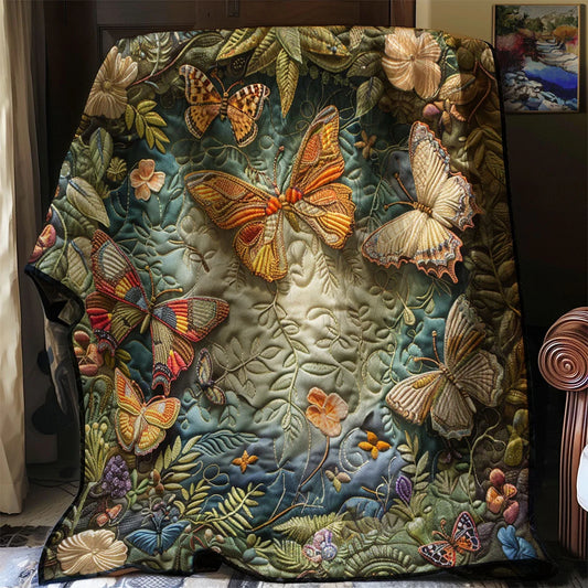 Enchanted Butterfly Forest Quilt Blanket