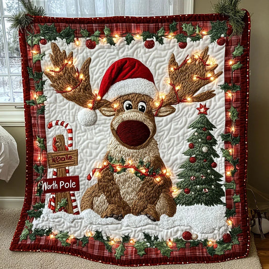 Enchanted Moose Christmas Quilt Blanket