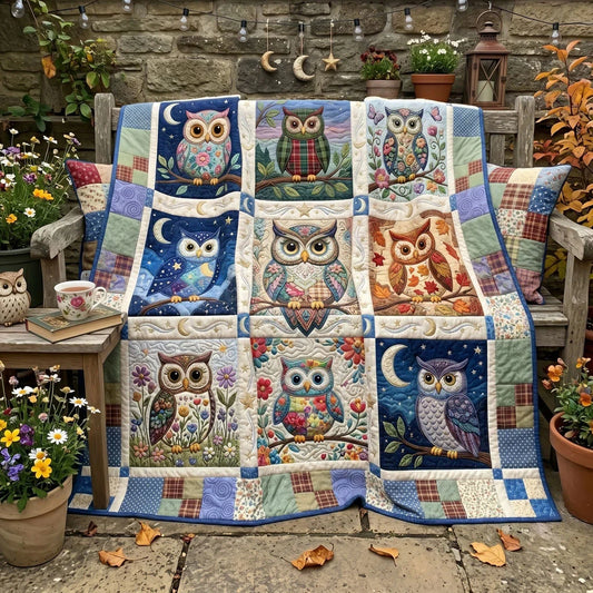 Enchanted Owl Patchwork Quilt Blanket