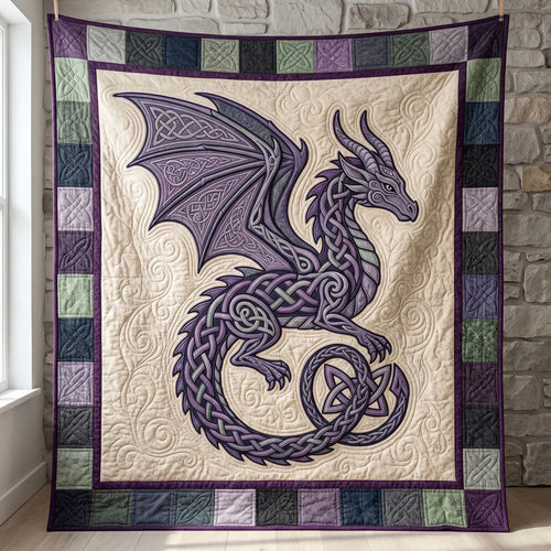 Enchanted Purple Dragon Quilt Blanket