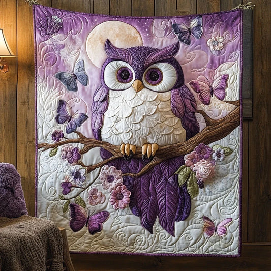 Enchanted Violet Owl Quilt Blanket