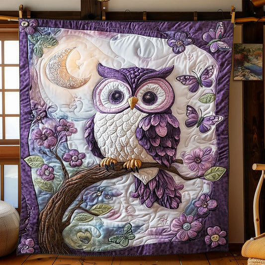 Enchanted Violet Owl Quilt Blanket