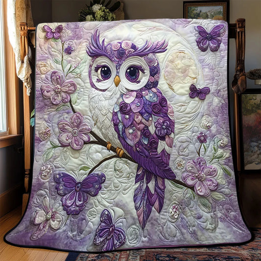 Enchanted Violet Owl Quilt Blanket