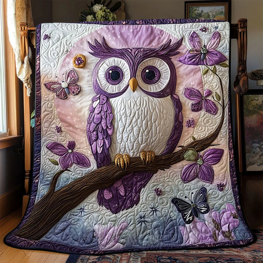 Enchanted Violet Owl Quilt Blanket