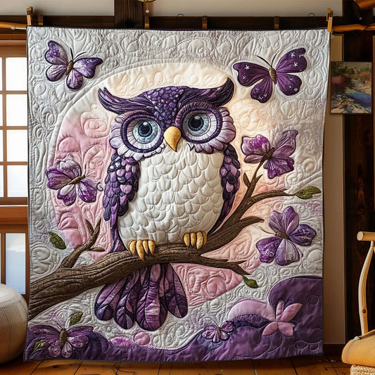 Enchanted Violet Owl Quilt Blanket