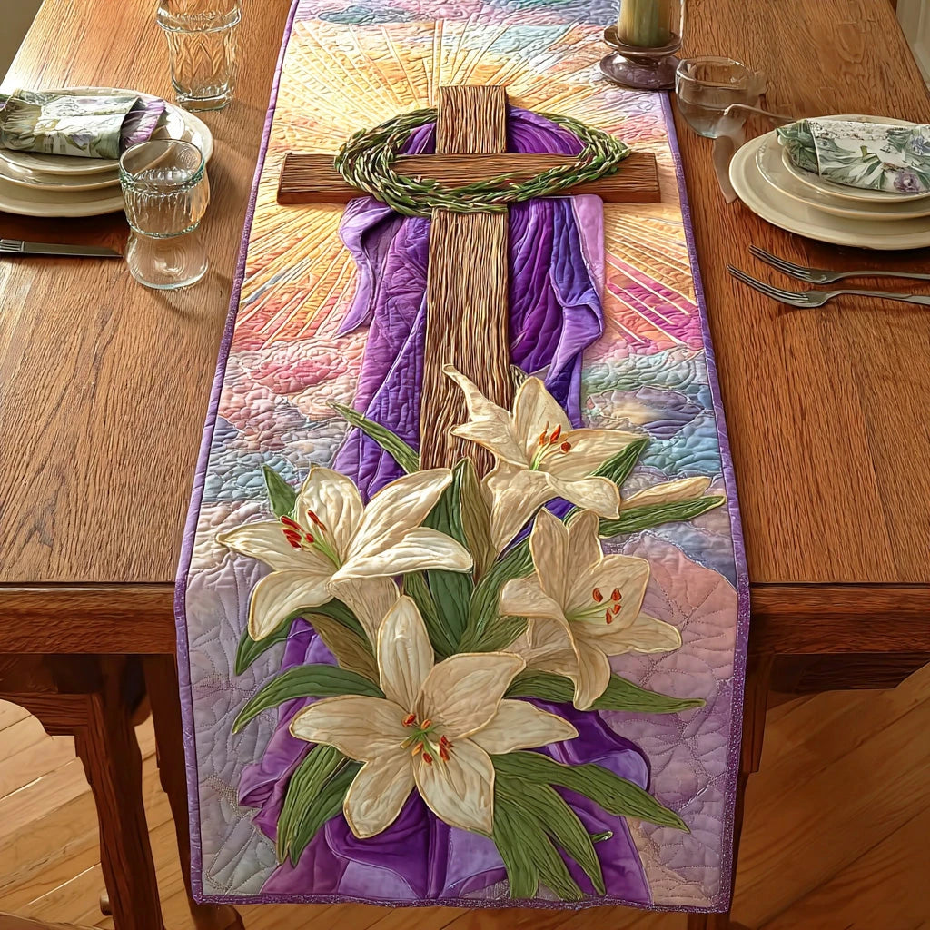 Eternal Light Cross Quilted Table Runner