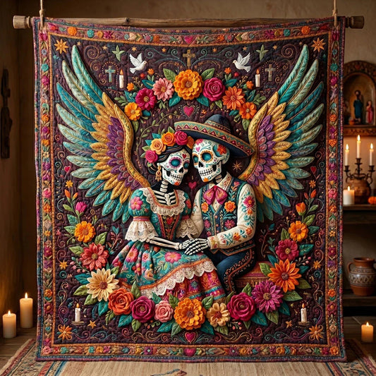 Eternal Love Sugar Skull Angel Quilt Blanket
