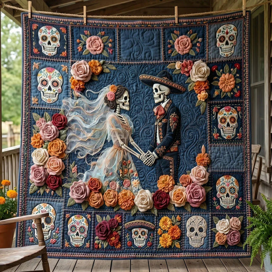 Eternal Love Sugar Skull Wedding Quilt Blanket