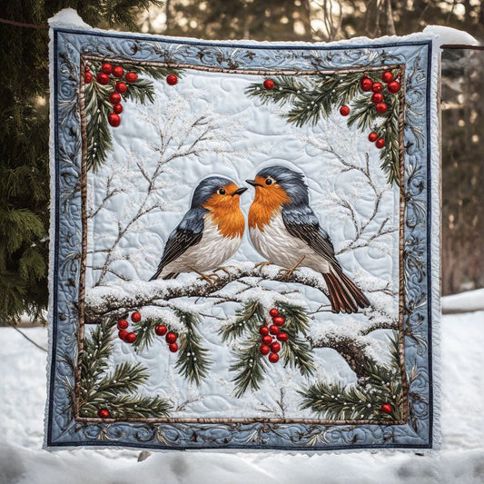 European Robin Love Quilt Blanket