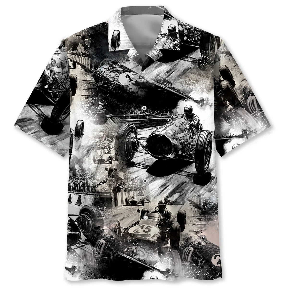 European Car Racing Black White Hawaiian Shirt