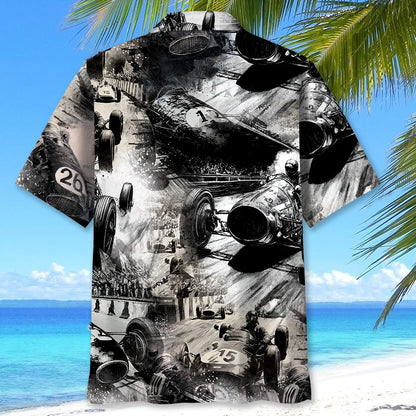 European Car Racing Black White Hawaiian Shirt