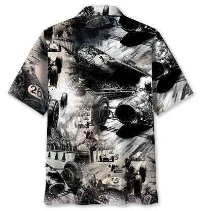 European Car Racing Black White Hawaiian Shirt