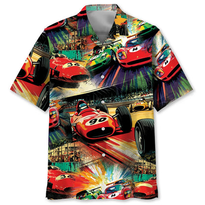 European Racing Car Comic Hawaiian Shirt