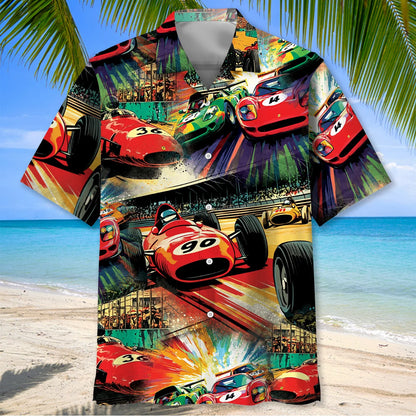 European Racing Car Comic Hawaiian Shirt