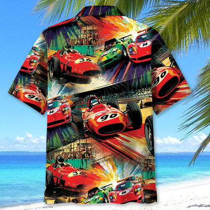 European Racing Car Comic Hawaiian Shirt
