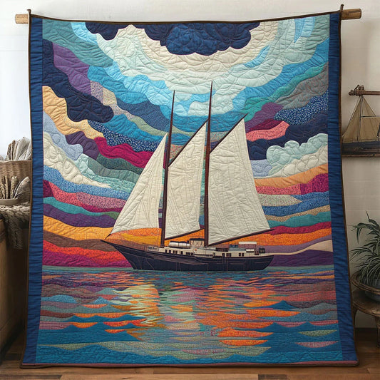 Evening Sailboat Quilt Blanket
