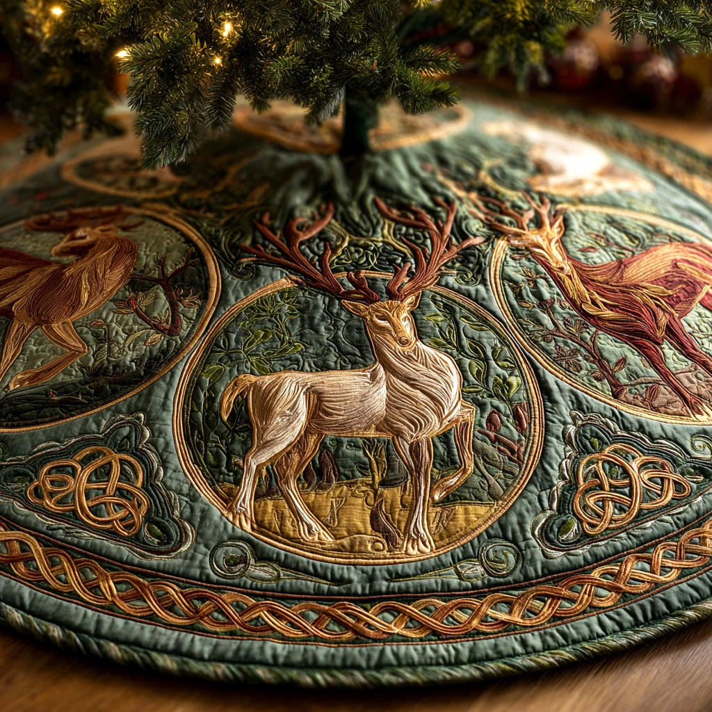 Evergreen Realm Christmas Quilted Tree Skirt
