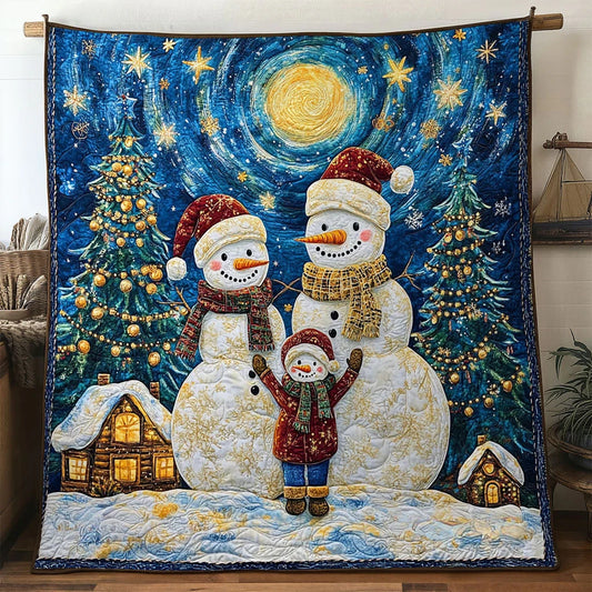 Evergreen Star Snowman Quilt Blanket