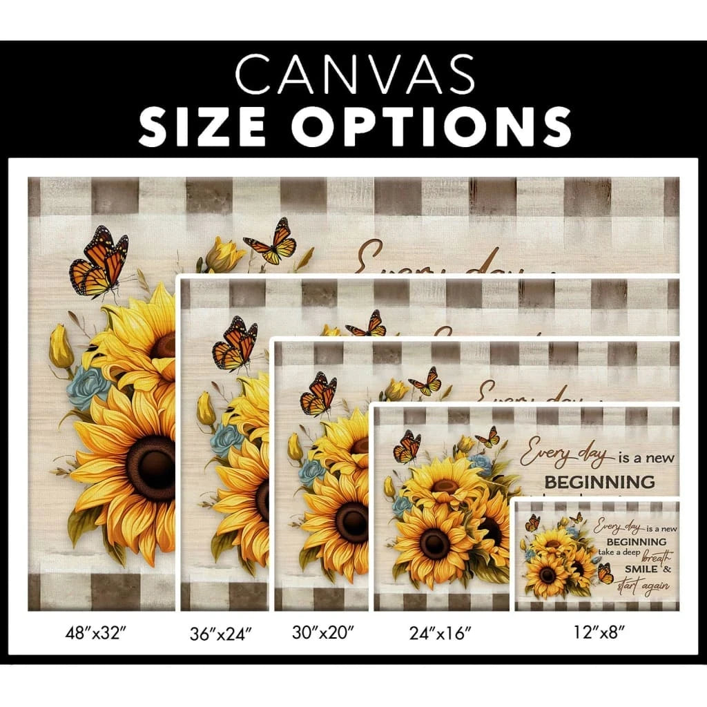 every day is a new beginning butterfly and sunflower wall art canvas (Landscape) (view 4)