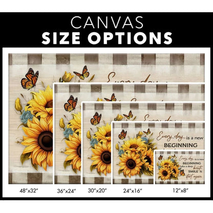 every day is a new beginning butterfly and sunflower wall art canvas (Landscape) (view 4)