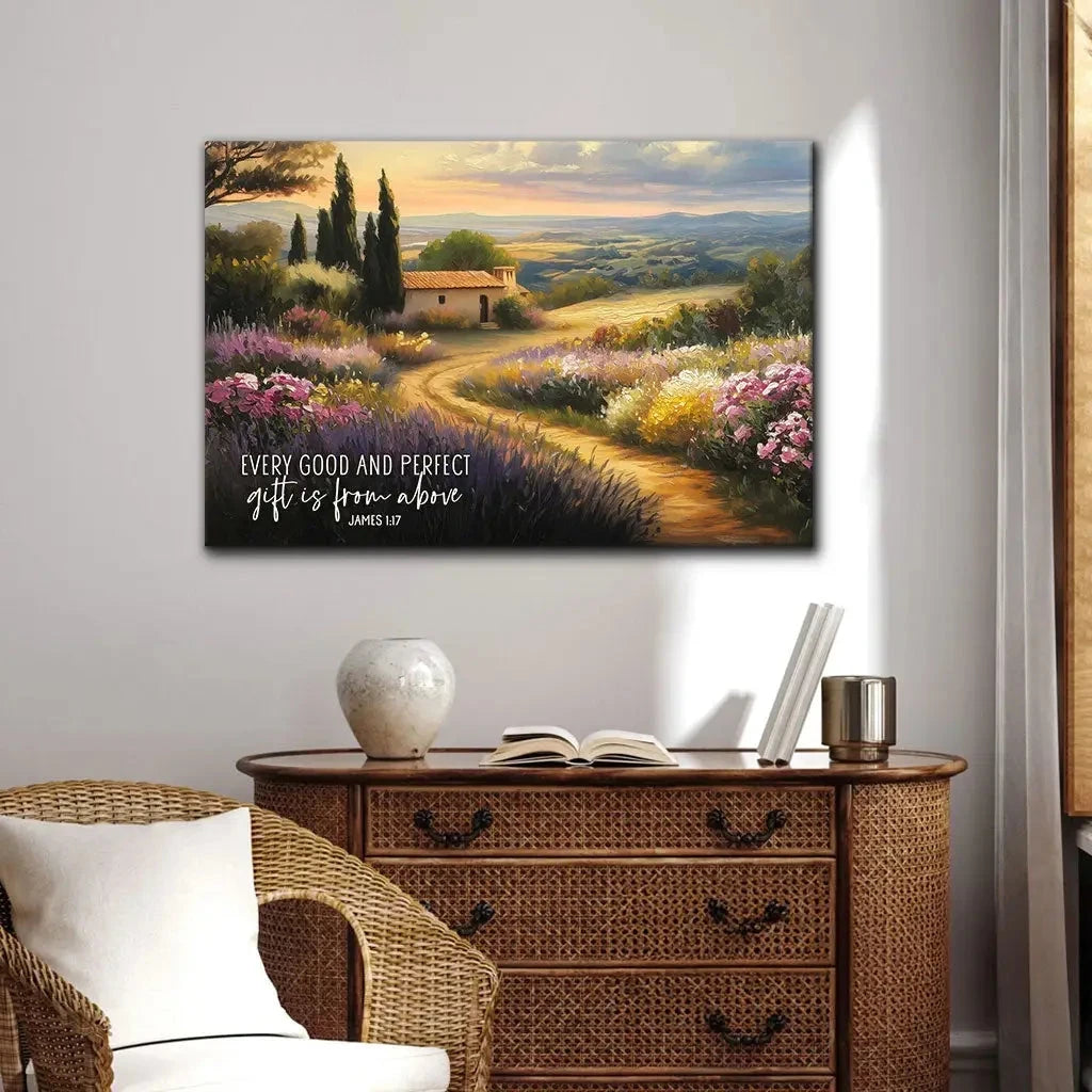 every good and perfect gift is from above christian wall art canvas (Landscape) (view 3)