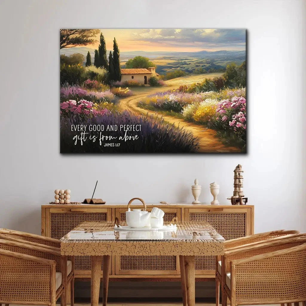 every good and perfect gift is from above christian wall art canvas (Landscape) (view 4)