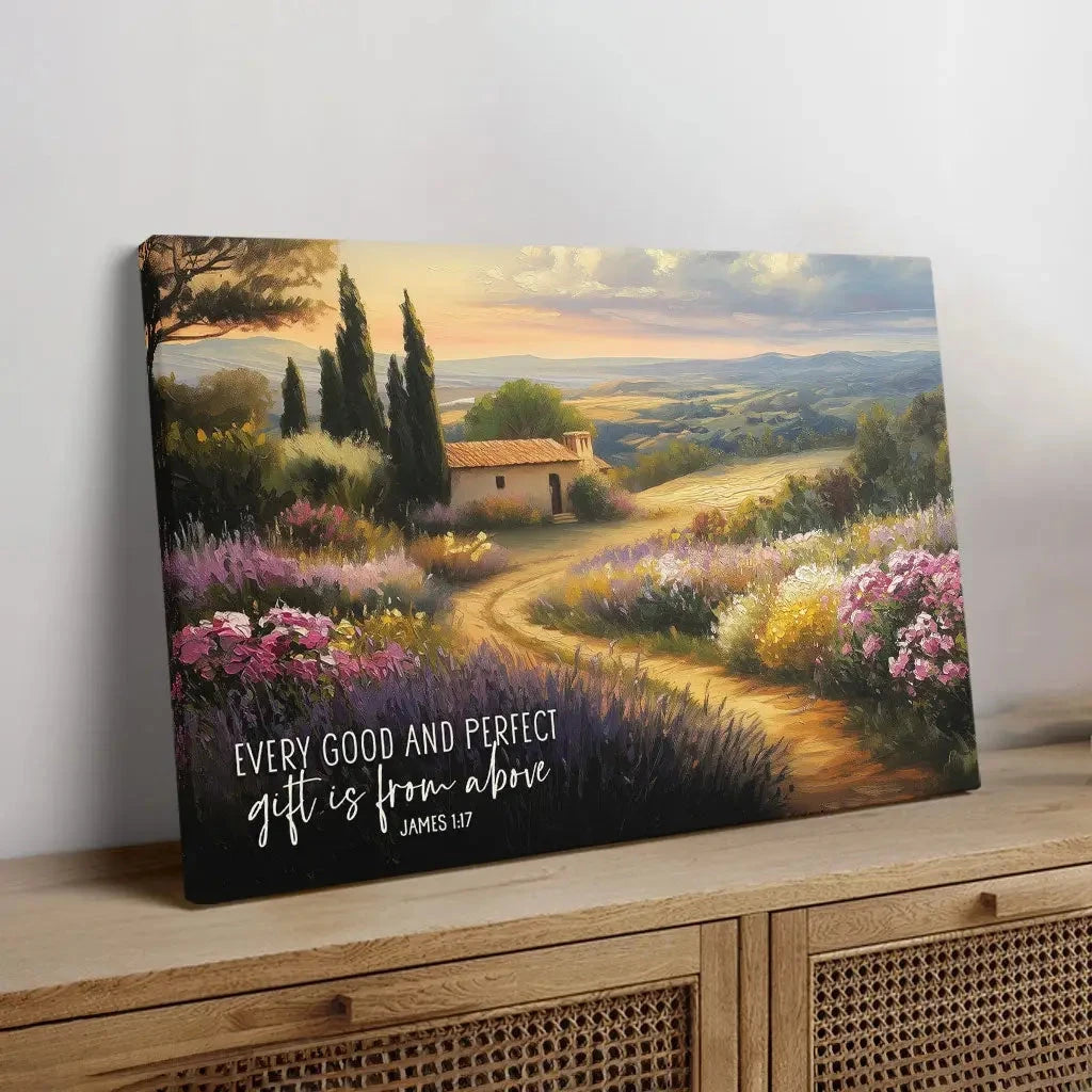 every good and perfect gift is from above christian wall art canvas (Landscape) (view 5)