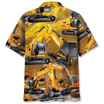 Excavator Caution Hawaiian Shirt