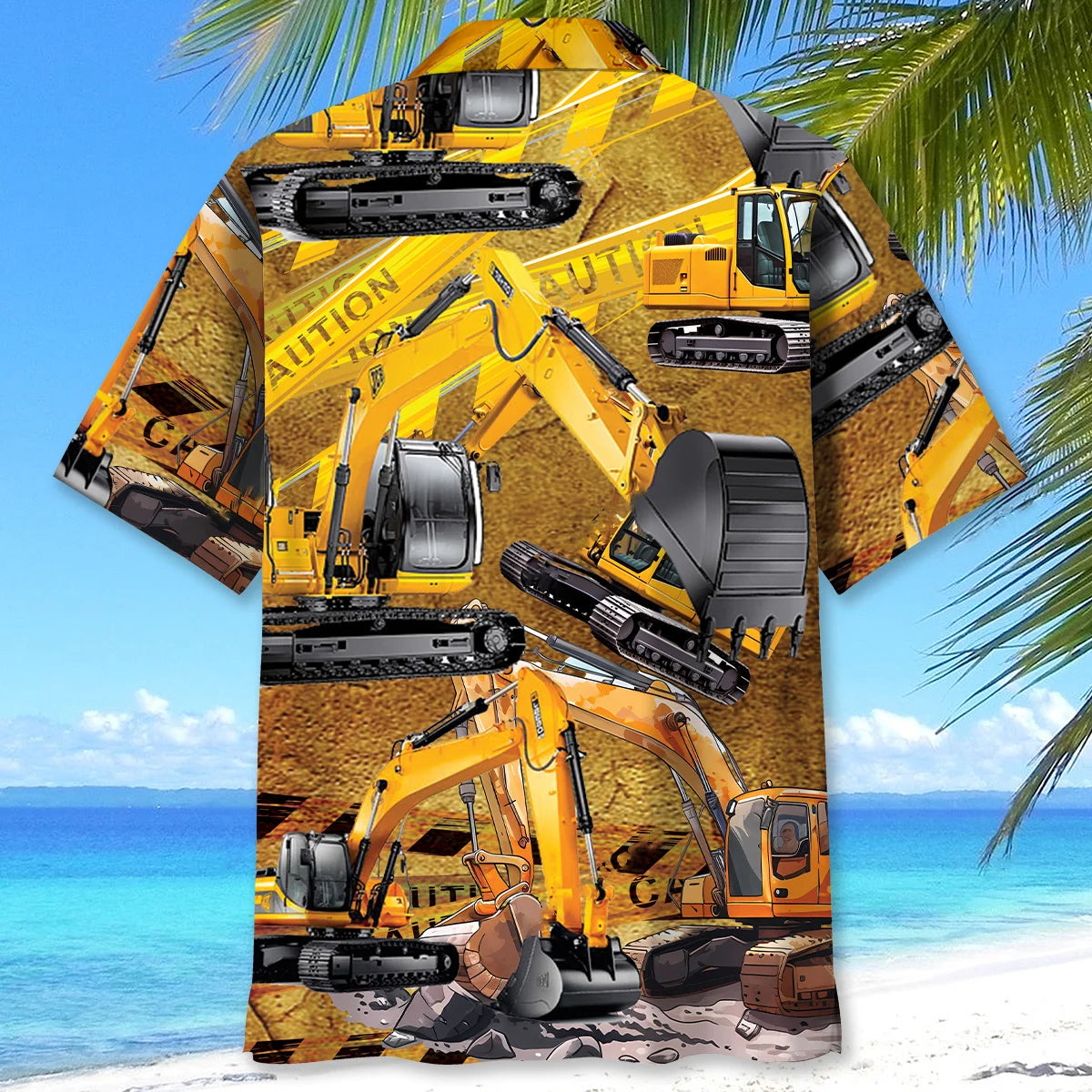 Excavator Caution Hawaiian Shirt