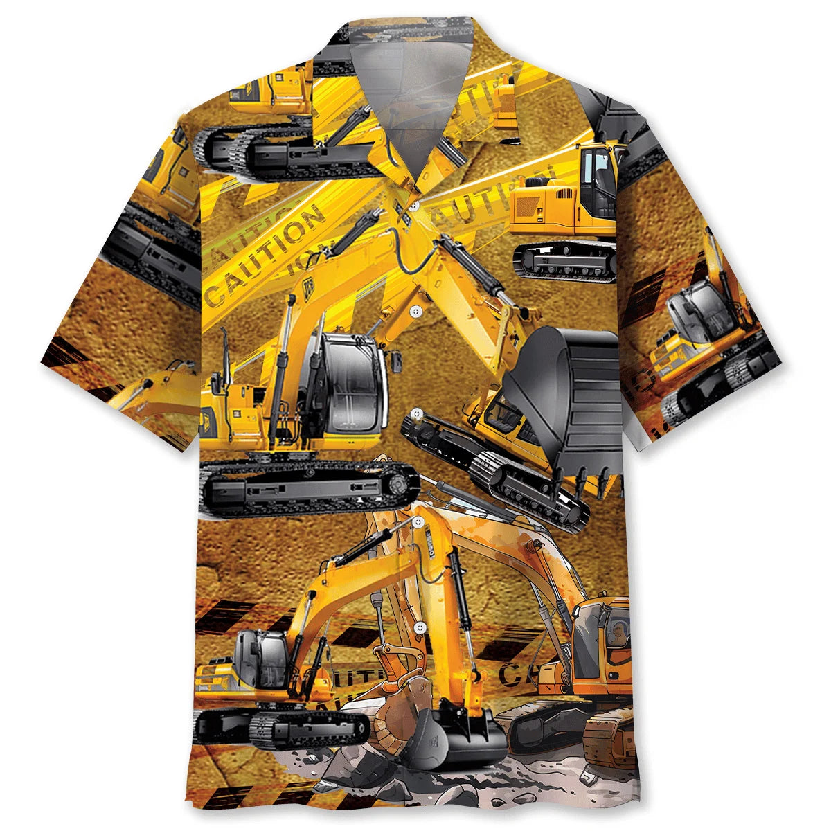 Excavator Caution Hawaiian Shirt
