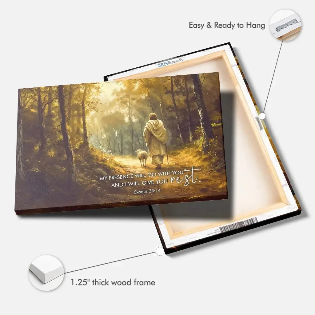 exodus 33 14 my presence will go with you wall art canvas (Landscape) (view 4)