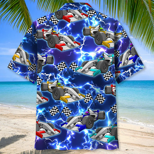 F1 Racing Hawaiian Shirt Blue