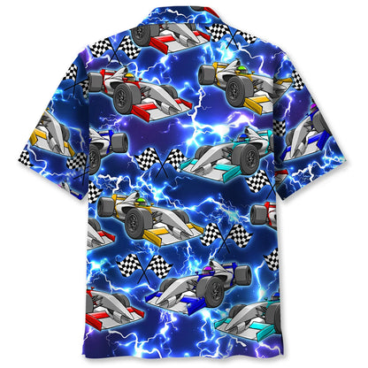 F1 Racing Hawaiian Shirt Blue
