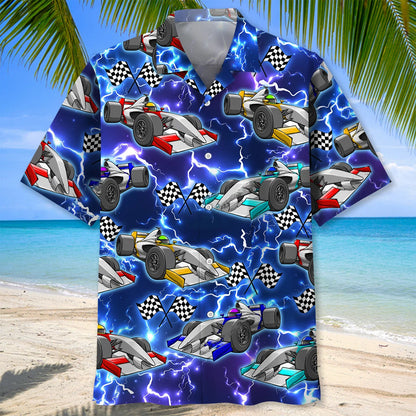 F1 Racing Hawaiian Shirt Blue