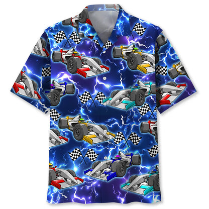 F1 Racing Hawaiian Shirt Blue