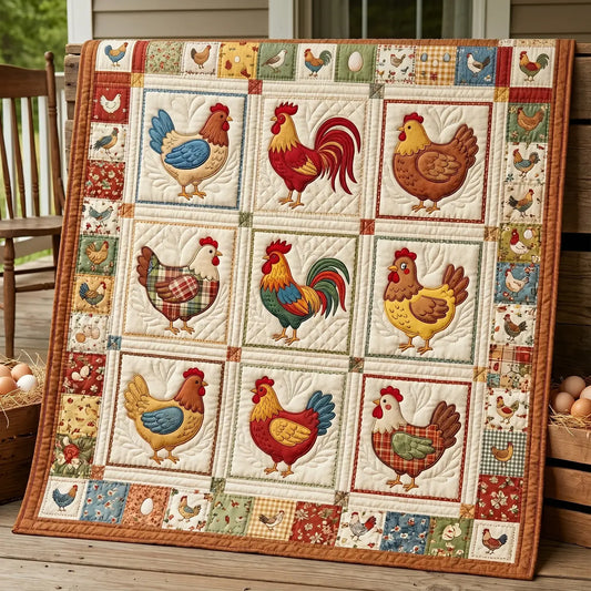Fabric Chickens Quilt Blanket