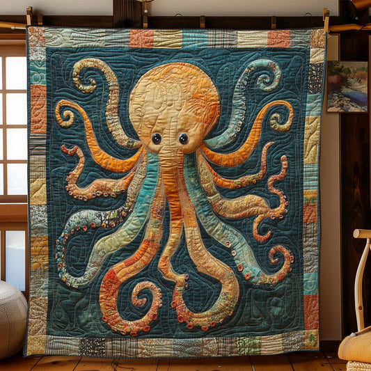 Faded Patchwork Octopus Quilt Blanket